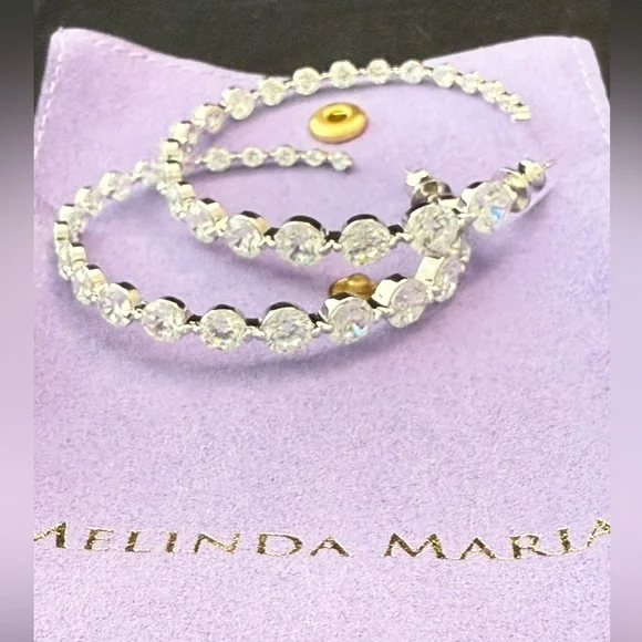 She's an Icon Hoops 2" Silver|White Diamondettes by Melinda Maria - Picture 8 of 15